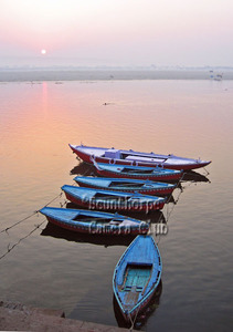 Blue Boats at Dawn