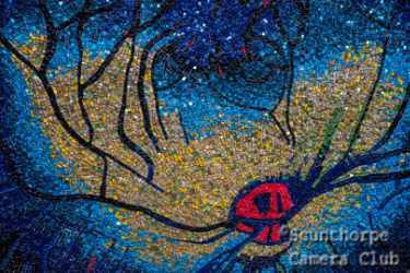 Night: detail of mosaic installation,YSP